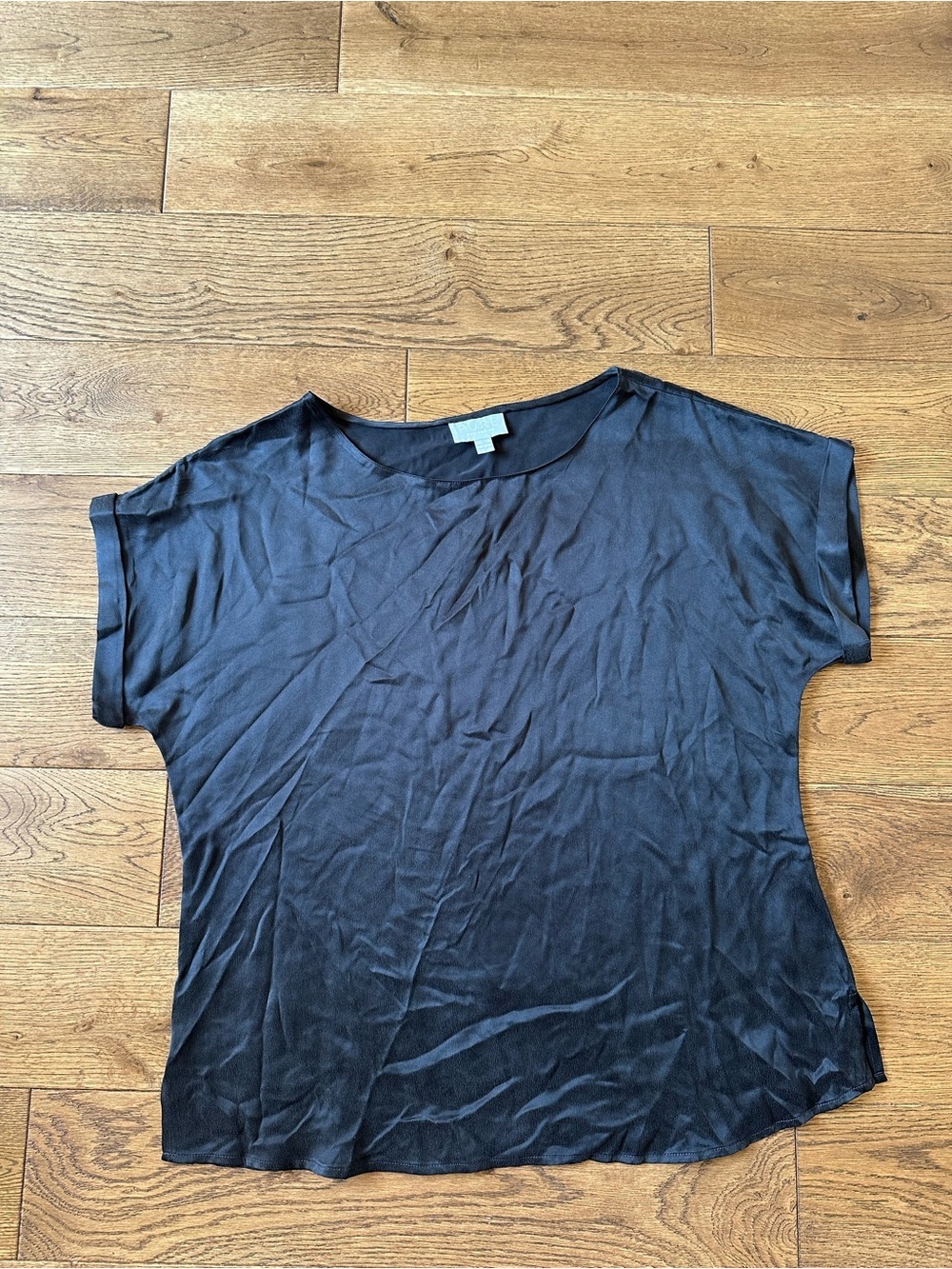 PURE collection 100% Silk Black Short Sleeve Top Sz 8/10 US